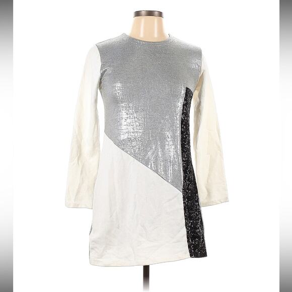 Two in a Castle geometric colorblock long sleeved shift dress, 11 - Picture 2 of 8